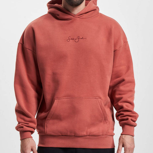 Sean John SJ Script Logo Backprint Peached Hoodie light red