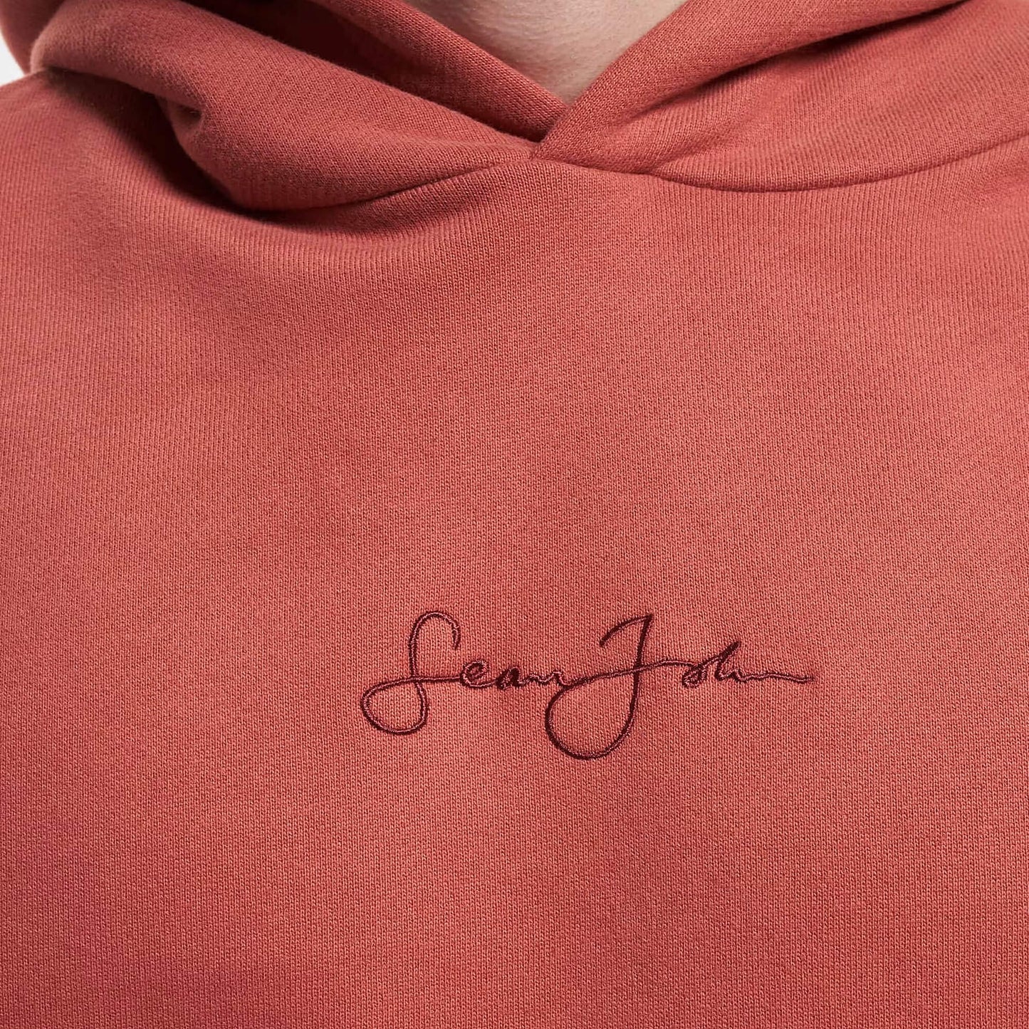 Sean John SJ Script Logo Backprint Peached Hoodie light red