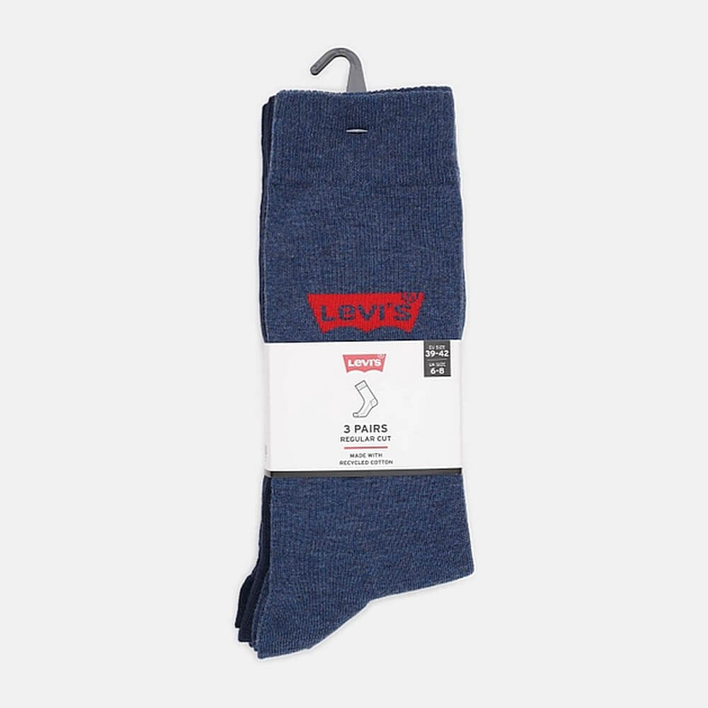 Ponožky Levis Regular Cut Batwing Logo Recycled Cotton 3 páry tmavomodré
