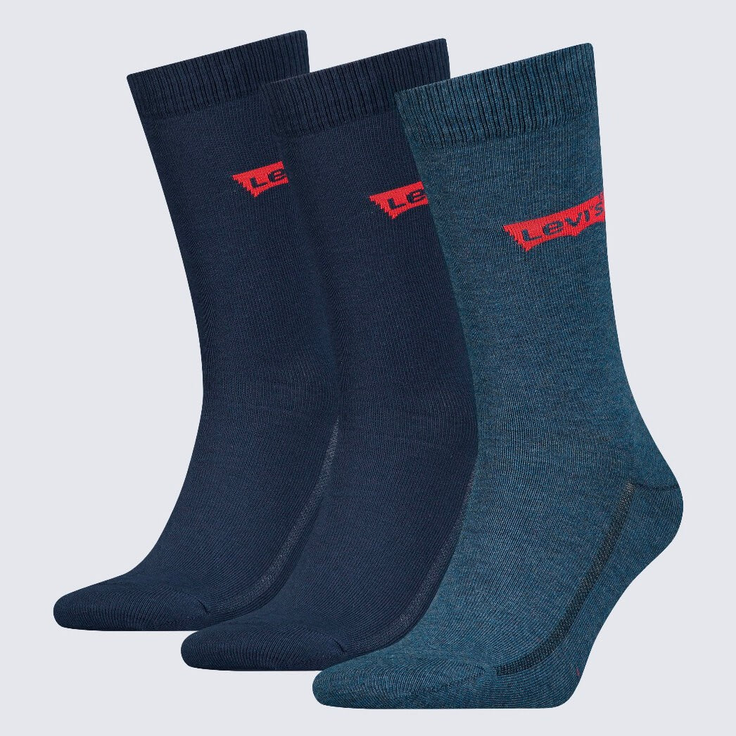 Ponožky Levis Regular Cut Batwing Logo Recycled Cotton 3 páry tmavomodré