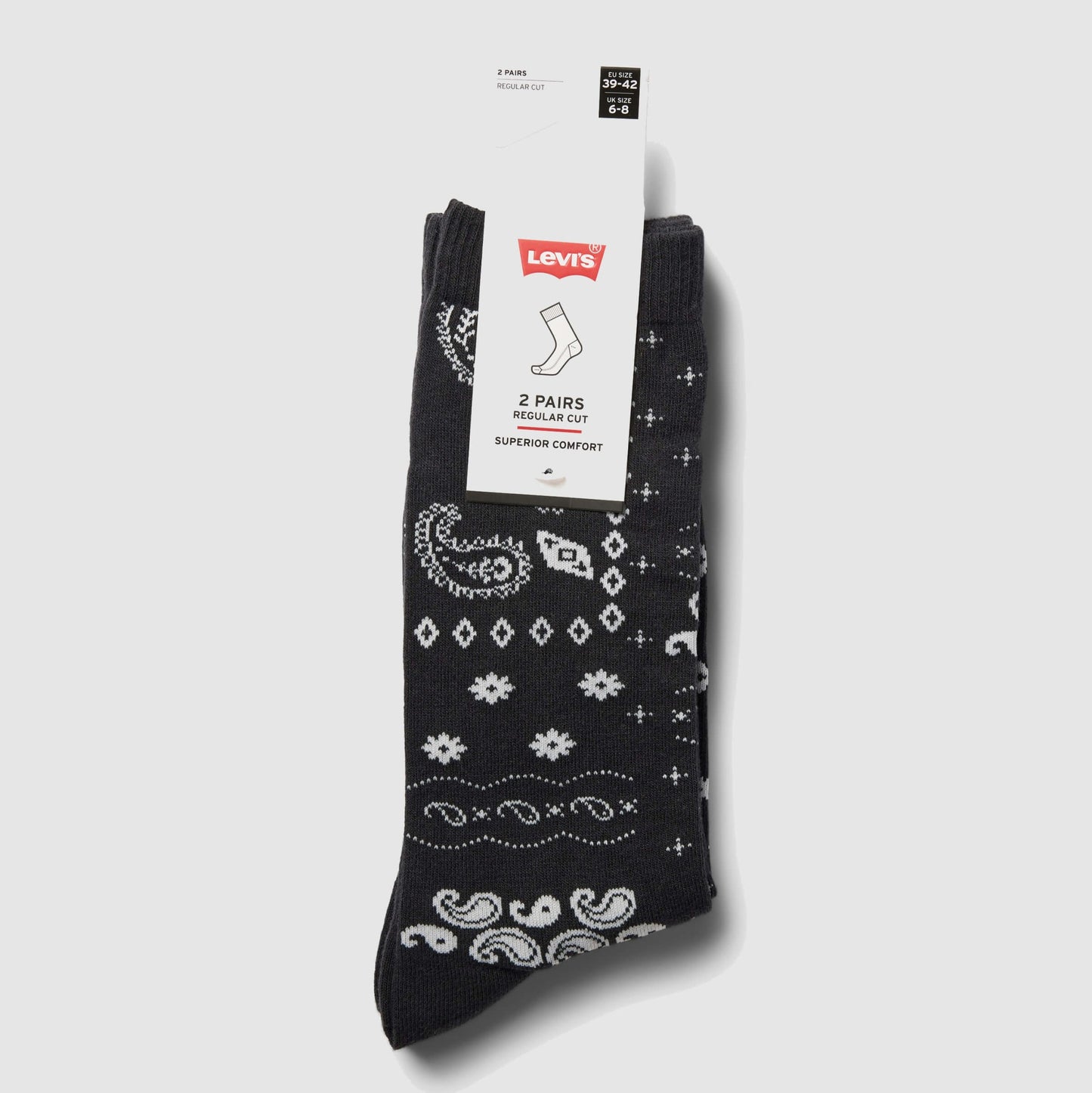 Ponožky Levis Regular Cut Bandana 2 páry čierne