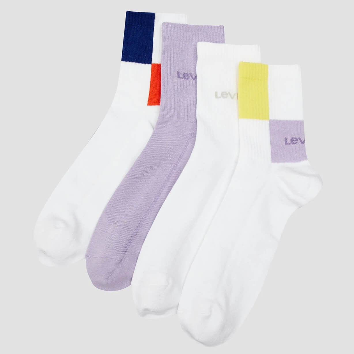 Ponožky Levis Giftbox Short Cut Color Block 4 páry biele/fialové