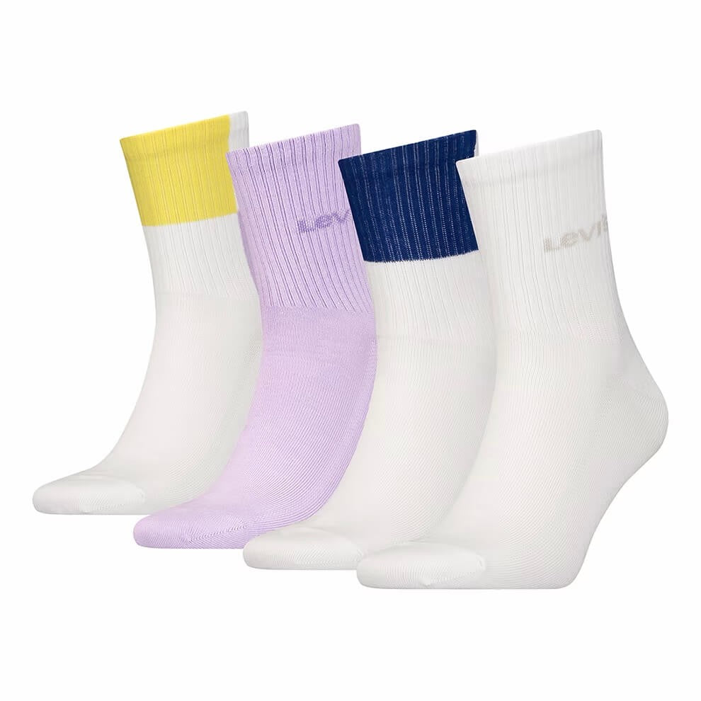 Ponožky Levis Giftbox Short Cut Color Block 4 páry biele/fialové