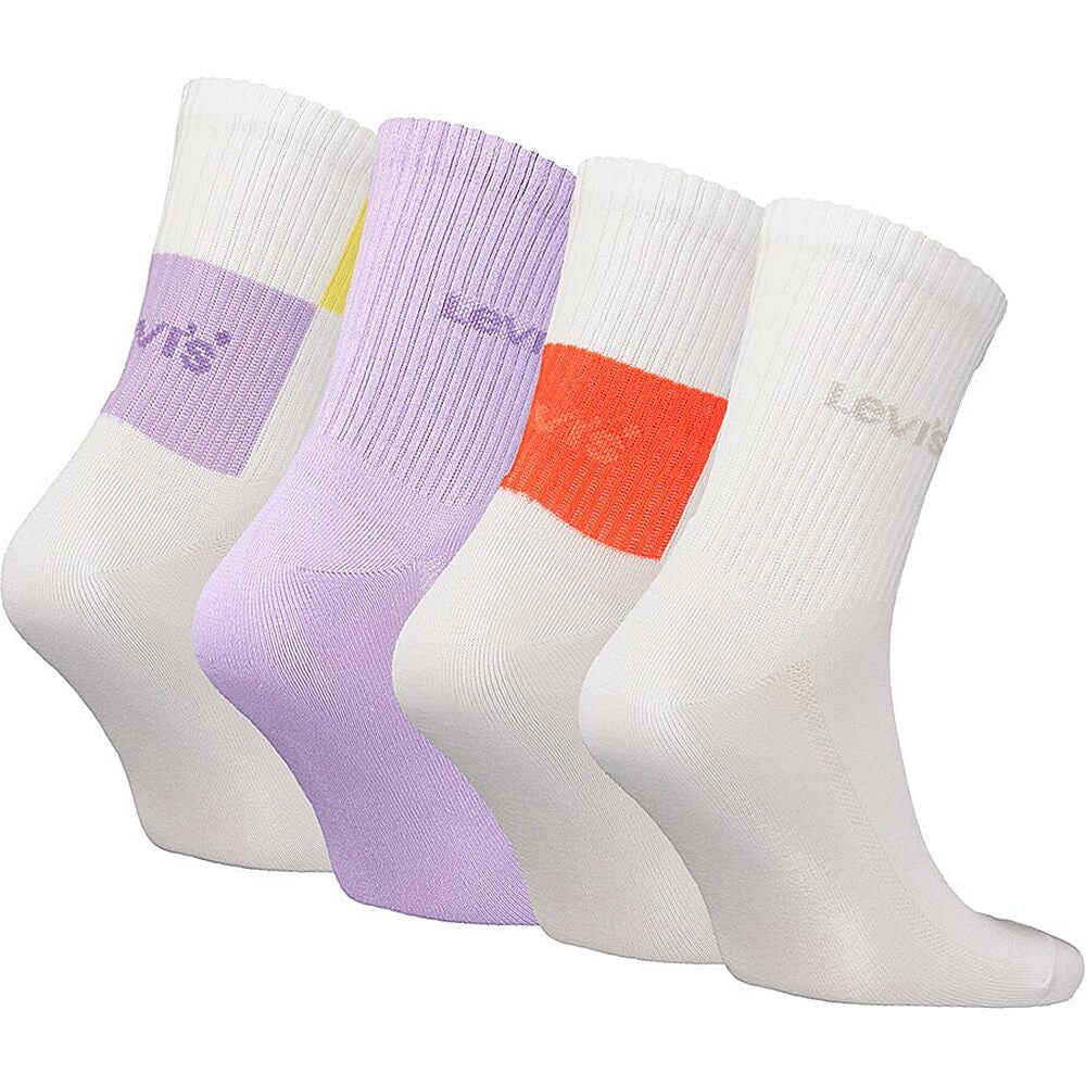 Ponožky Levis Giftbox Short Cut Color Block 4 páry biele/fialové