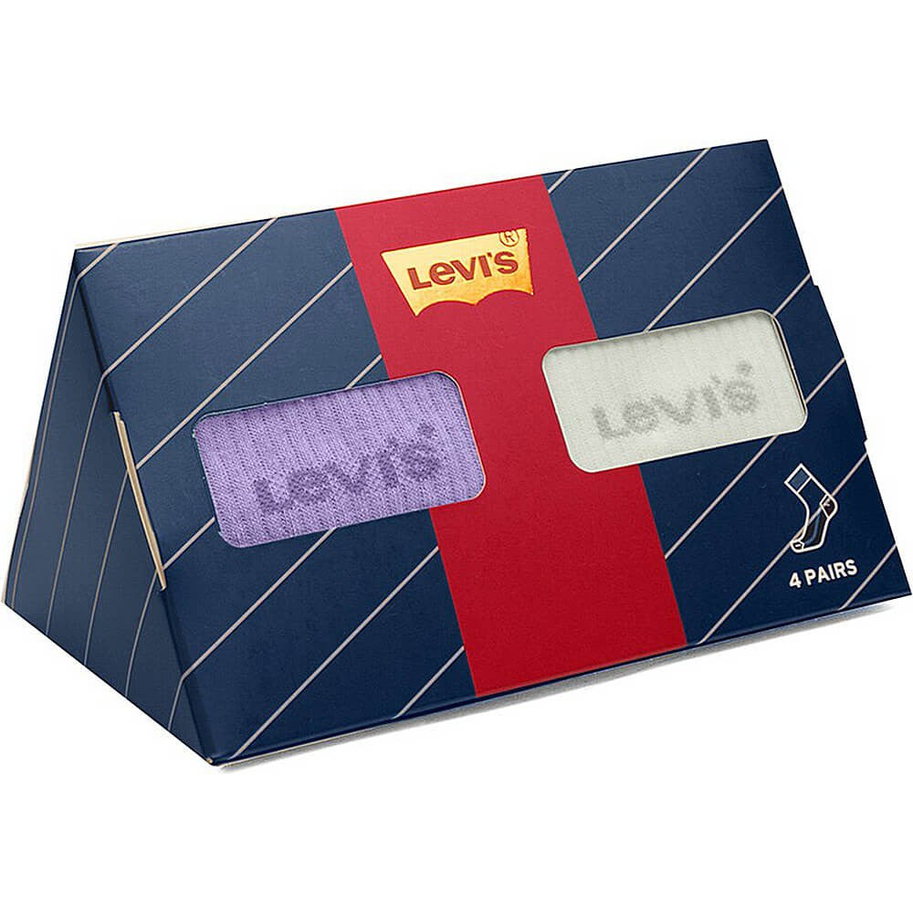 Ponožky Levis Giftbox Short Cut Color Block 4 páry biele/fialové