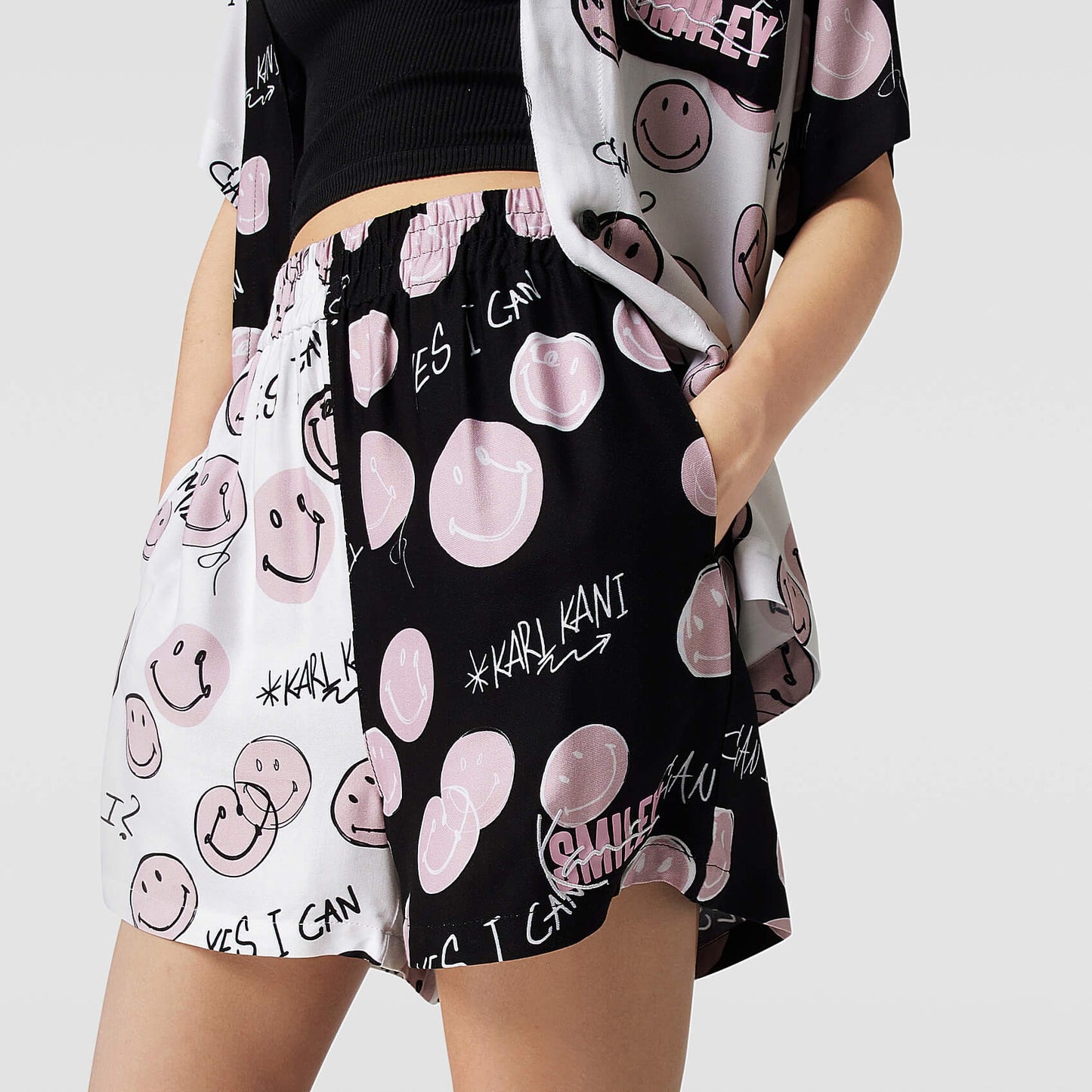 Karl Kani KK Small Signature Block Smiley Resort Shorts black