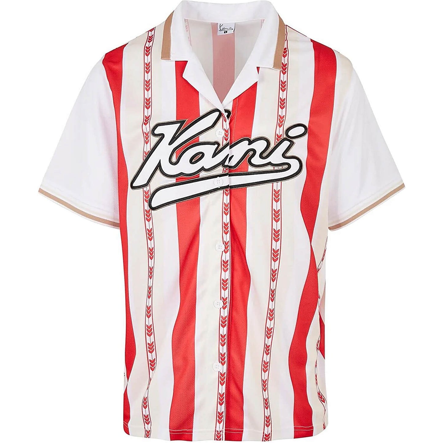 Karl Kani KK Varsity Block Stripe Baseball Shirt Red