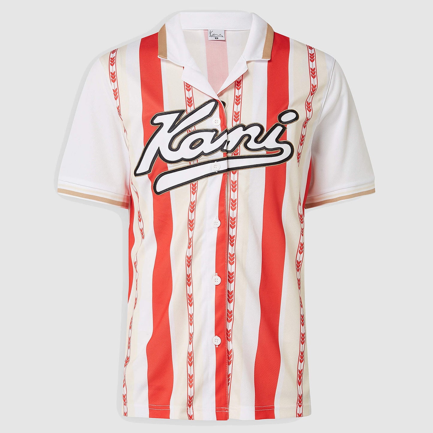 Karl Kani KK Varsity Block Stripe Baseball Shirt Red