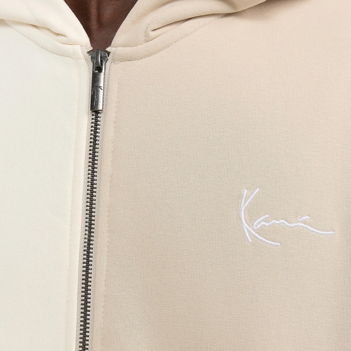 Karl Kani KK Chest Signature Split OS Full Zip Hoodie off white/light