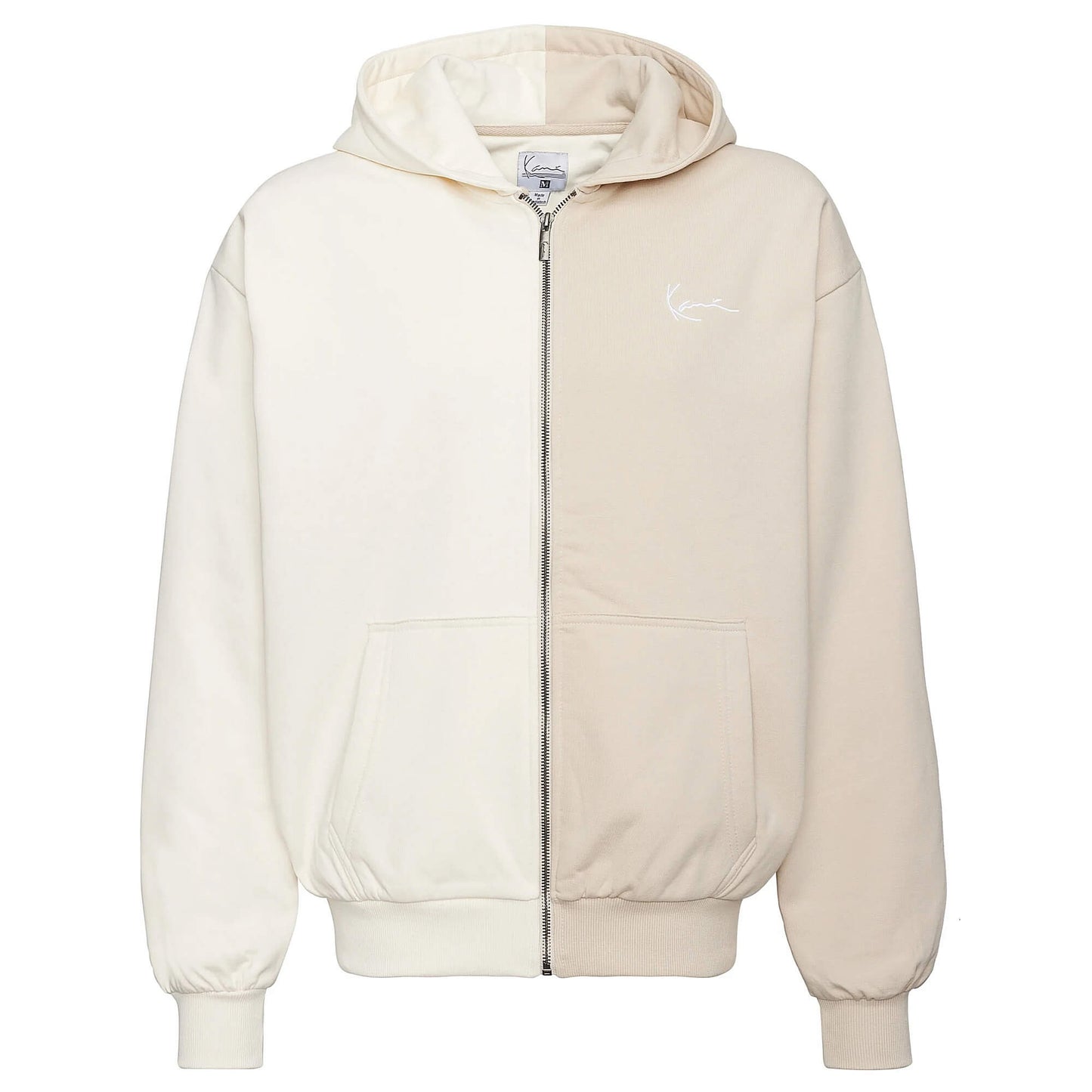 Mikina na zips s kapucňou Karl Kani KK Chest Signature Split OS Full Zip Hoodie krémová