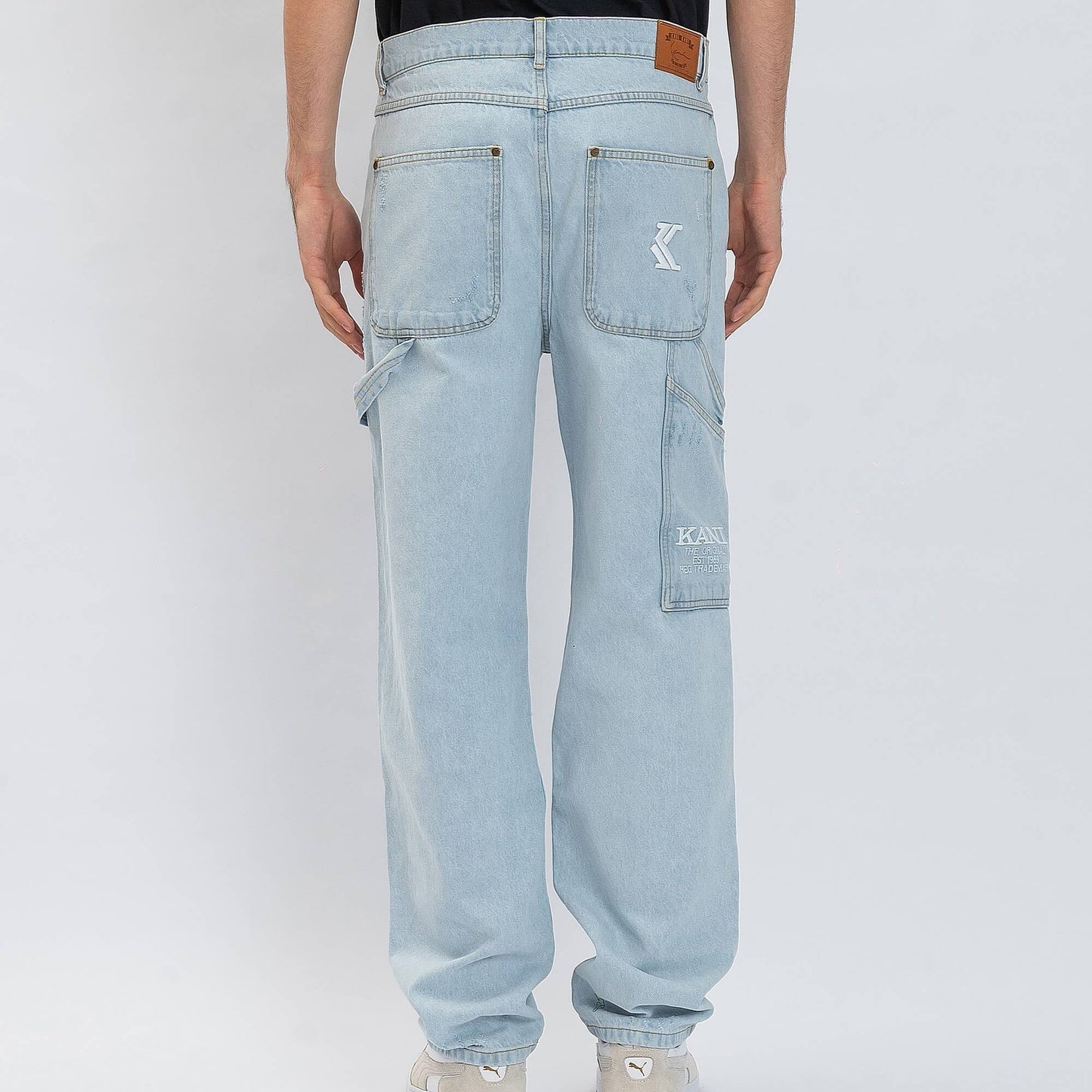 Džínsy Karl Kani KK Retro Baggy Workwear Heavy Distressed Denim bleached blue modré