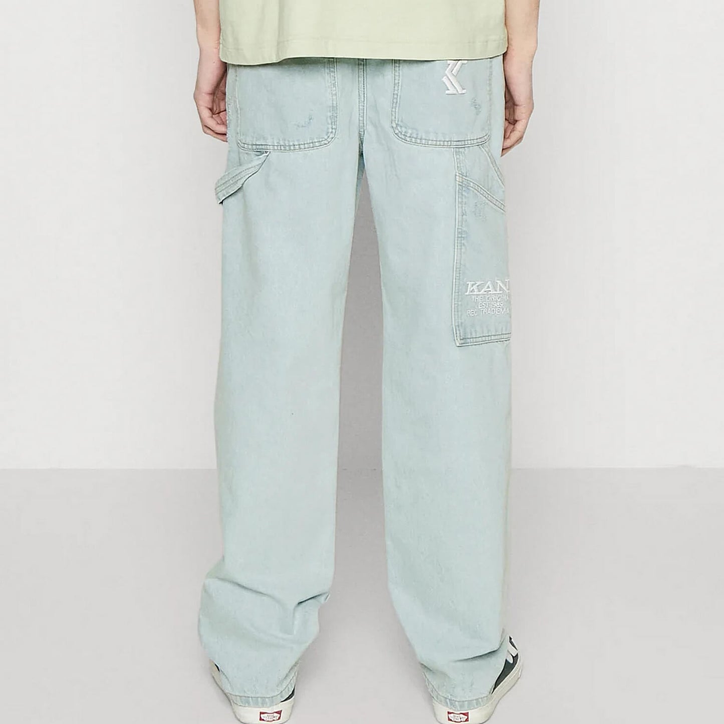 Džínsy Karl Kani KK Retro Baggy Workwear Heavy Distressed Denim bleached blue modré