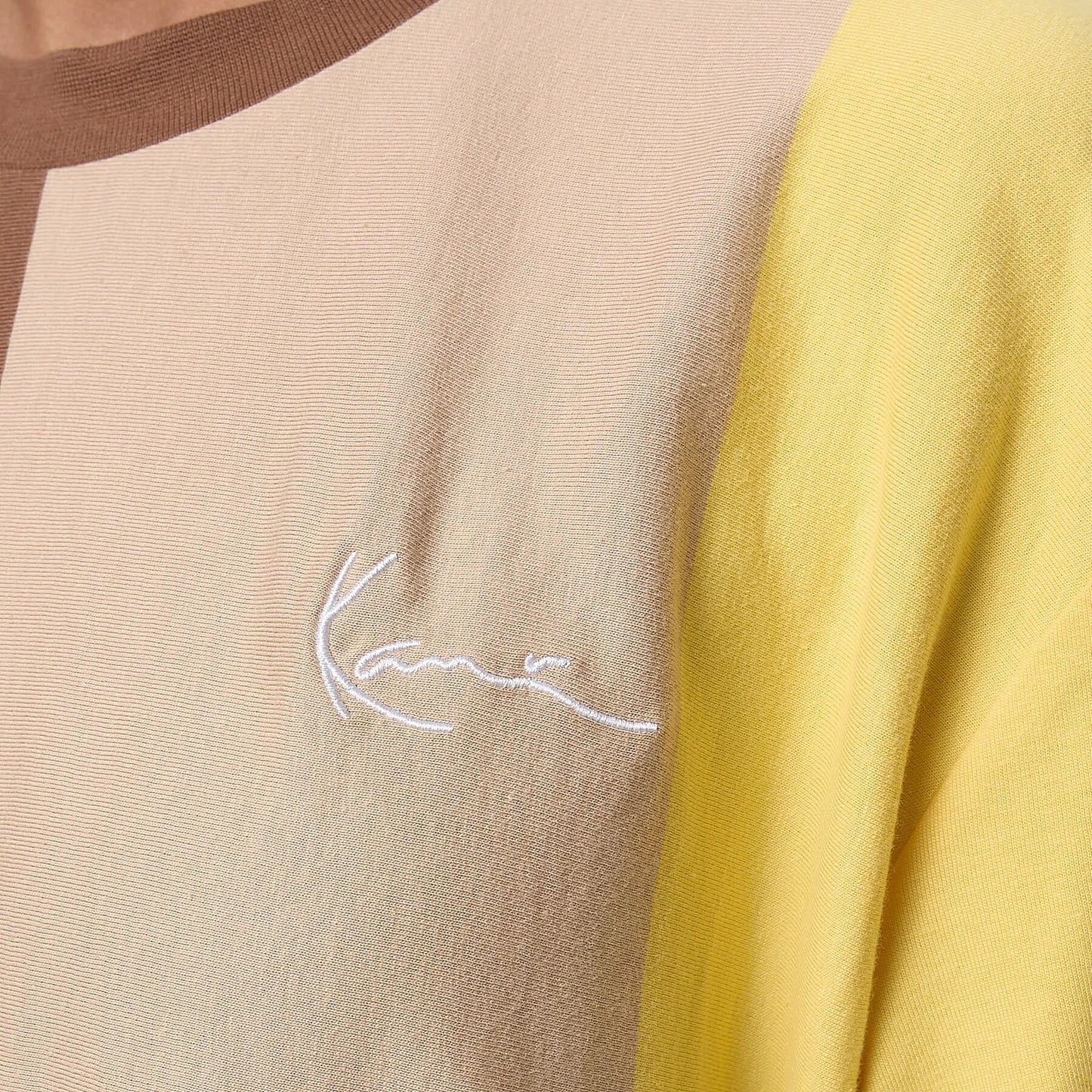 Karl Kani KK Chest Signature OS Striped Tee light blue/light yellow/br