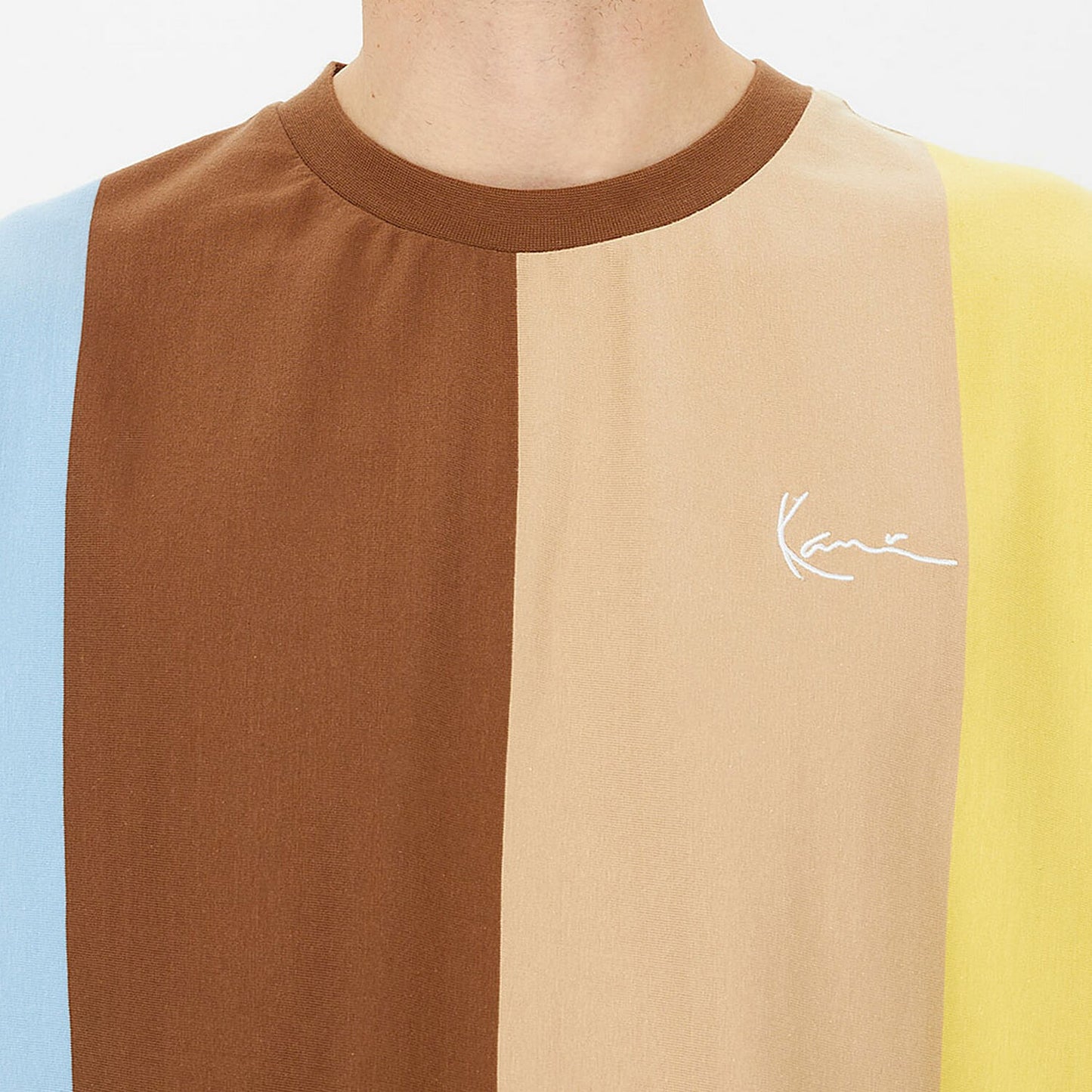 Karl Kani KK Chest Signature OS Striped Tee light blue/light yellow/br