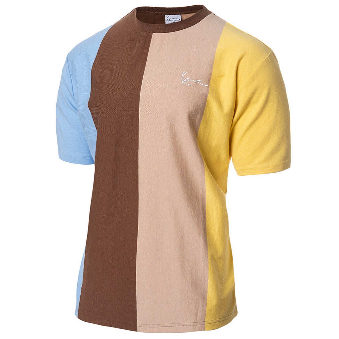Karl Kani KK Chest Signature OS Striped Tee light blue/light yellow/br