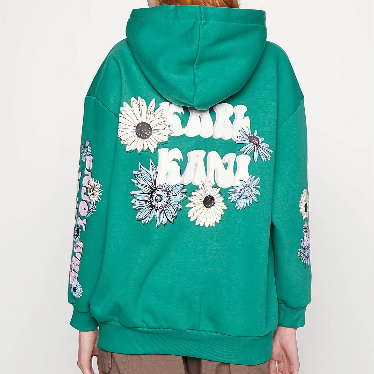 Karl Kani KK Retro Long Fit Flower Hoodie dark green