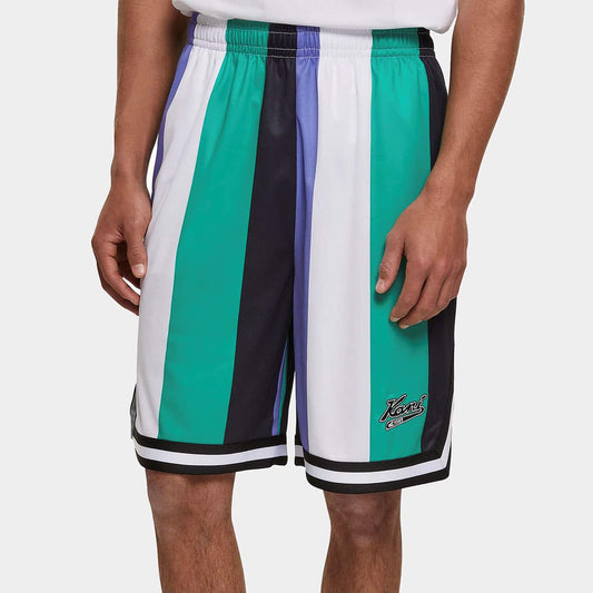 Šortky Karl Kani KK Varsity Striped Mesh Shorts zeleno/bielo/fialové