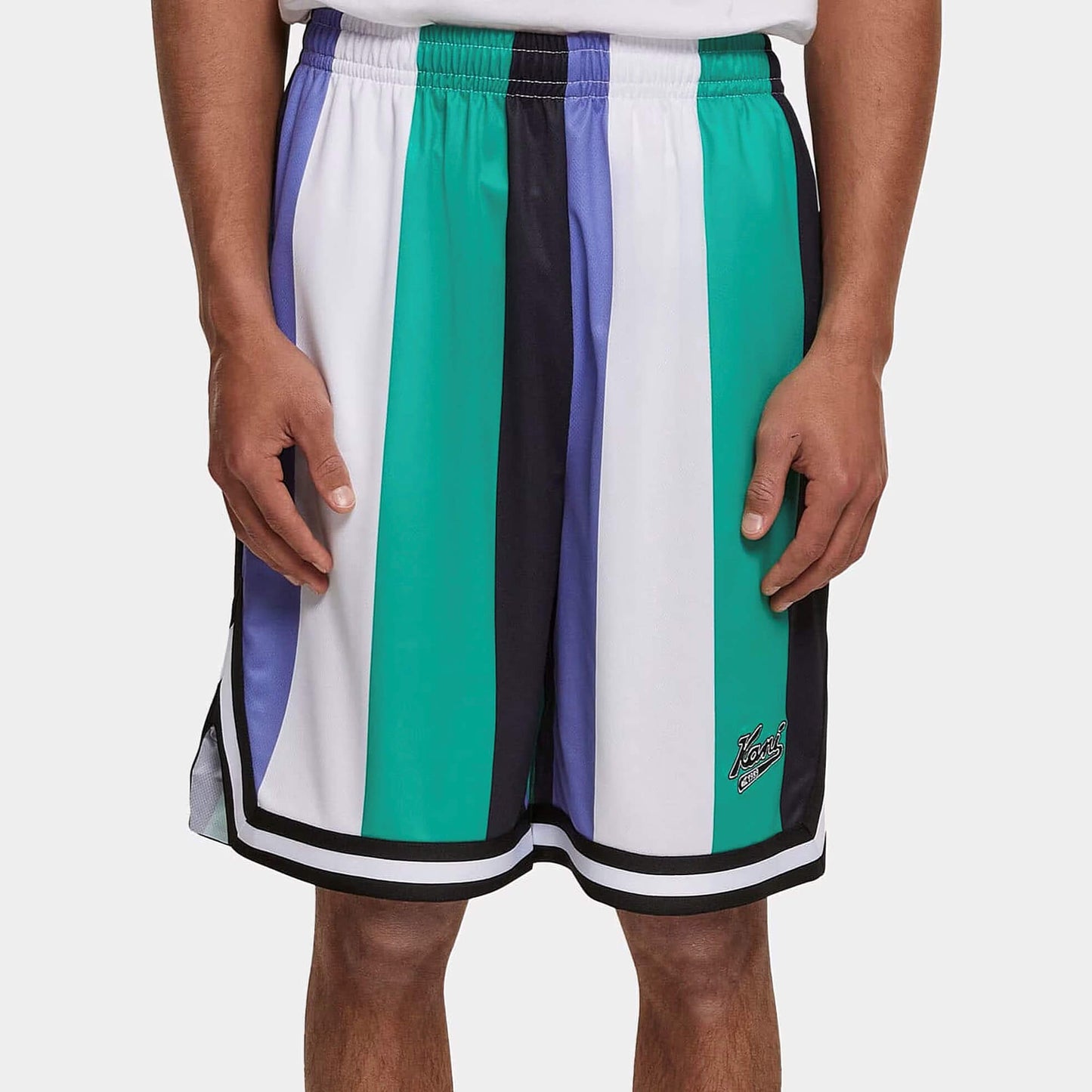 Šortky Karl Kani KK Varsity Striped Mesh Shorts zeleno/bielo/fialové