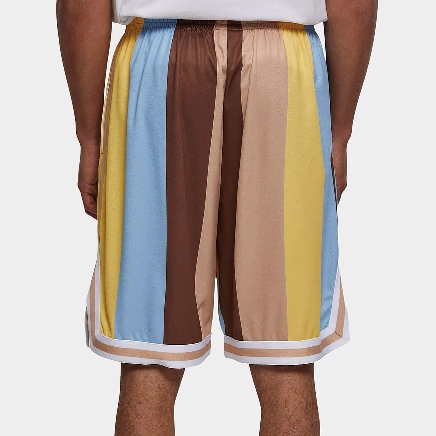 Karl Kani KK Varsity Striped Mesh Shorts blue/light yellow/brown