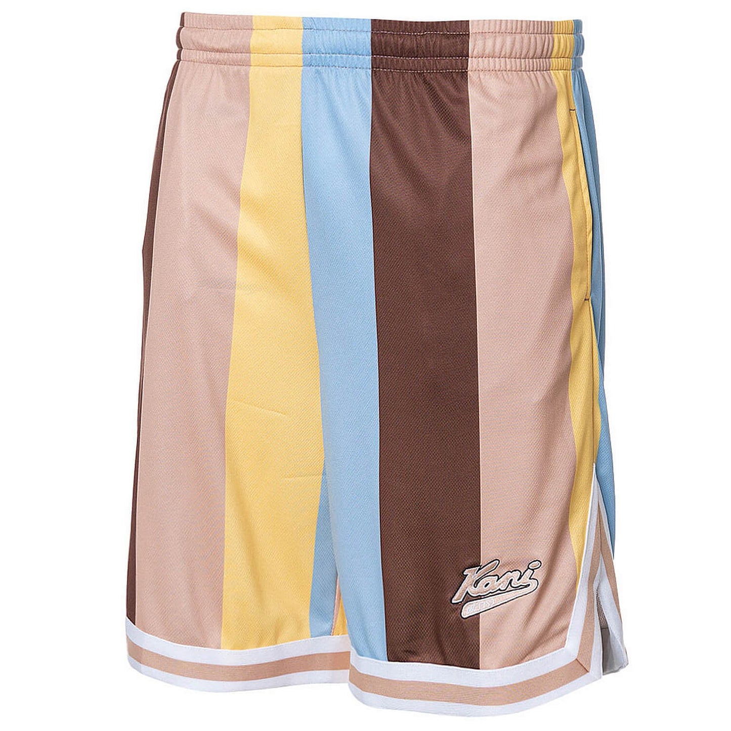Karl Kani KK Varsity Striped Mesh Shorts blue/light yellow/brown