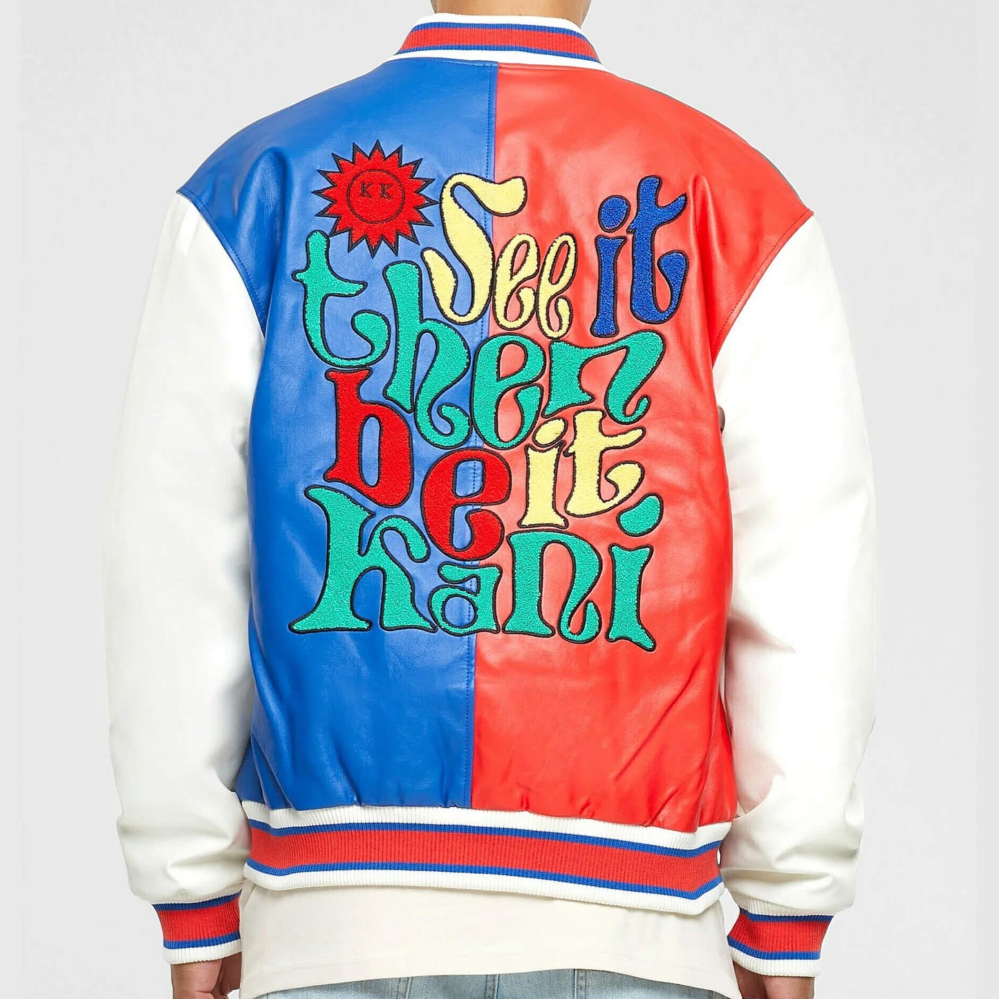 Bunda bomber Karl Kani Retro Patch Block College Jacket červená/biela/modrá