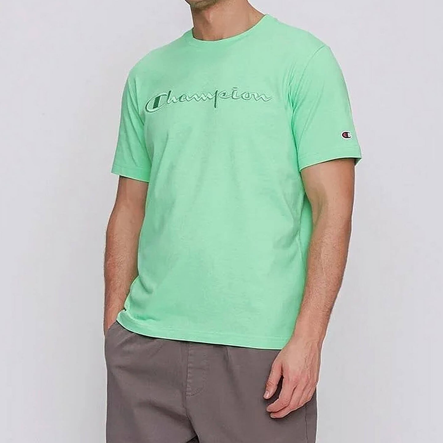 Champion Knitted Logo Crewneck T-Shirt Green
