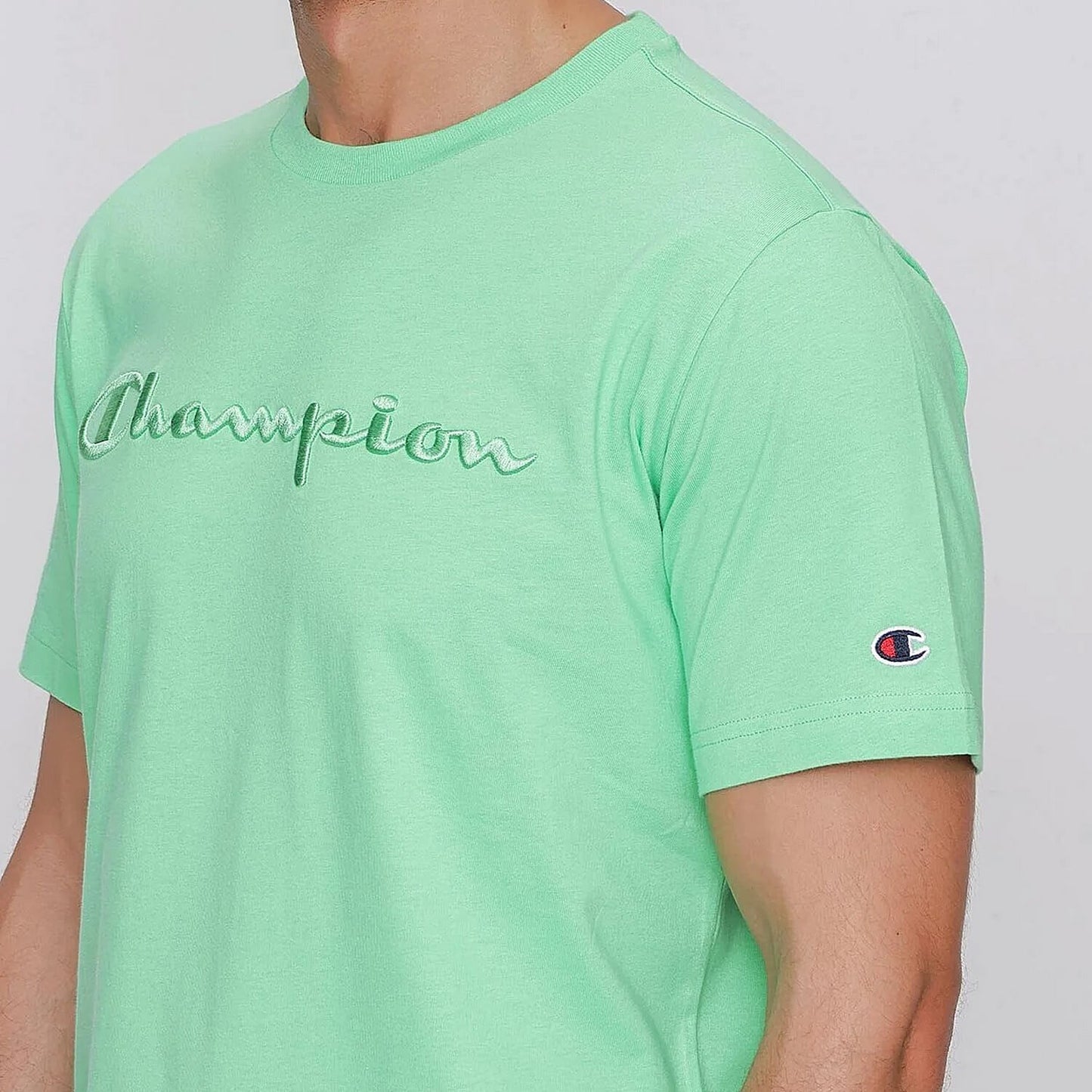 Champion Knitted Logo Crewneck T-Shirt Green