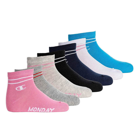 Champion 7pk short crew socks Pink/Grey/Grey/Black/Navy/White/Blue