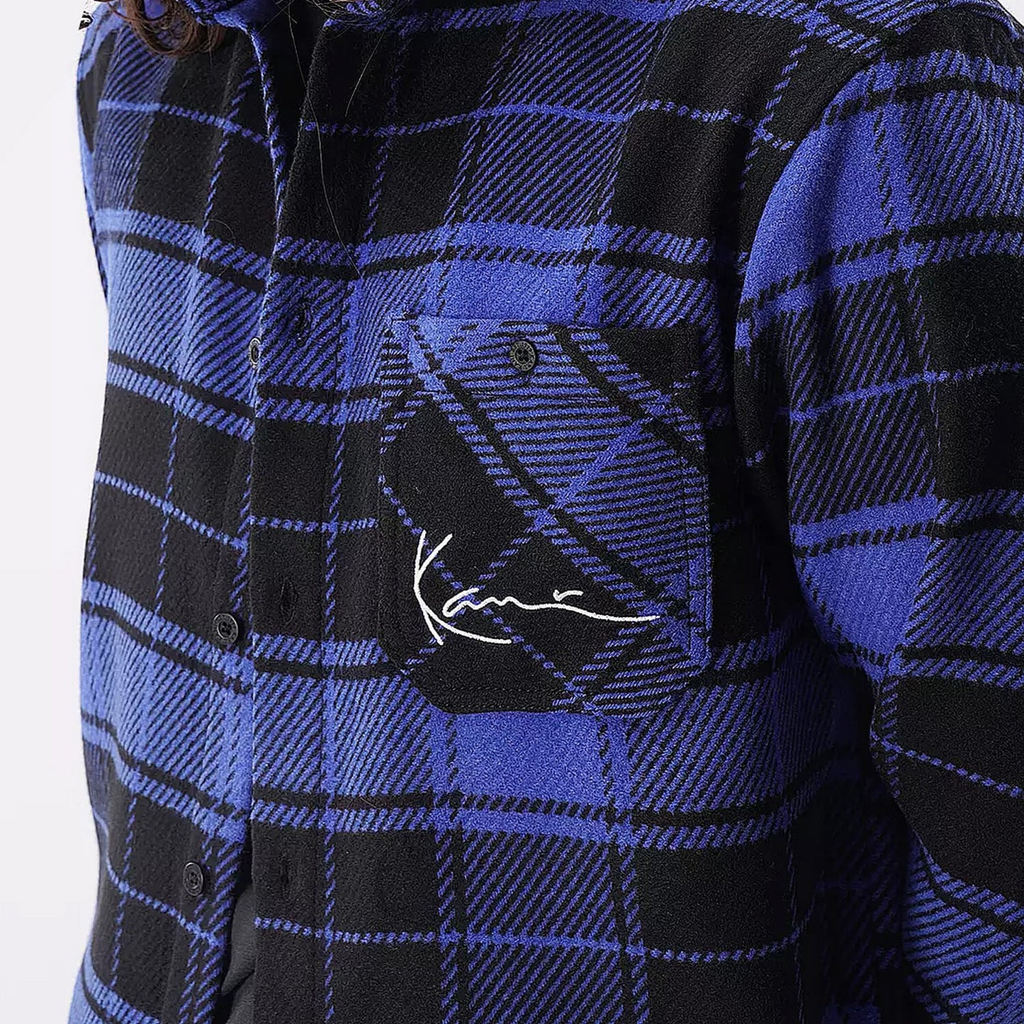 Karl Kani KK Chest Signature Heavy Flannel Shirt blue/black