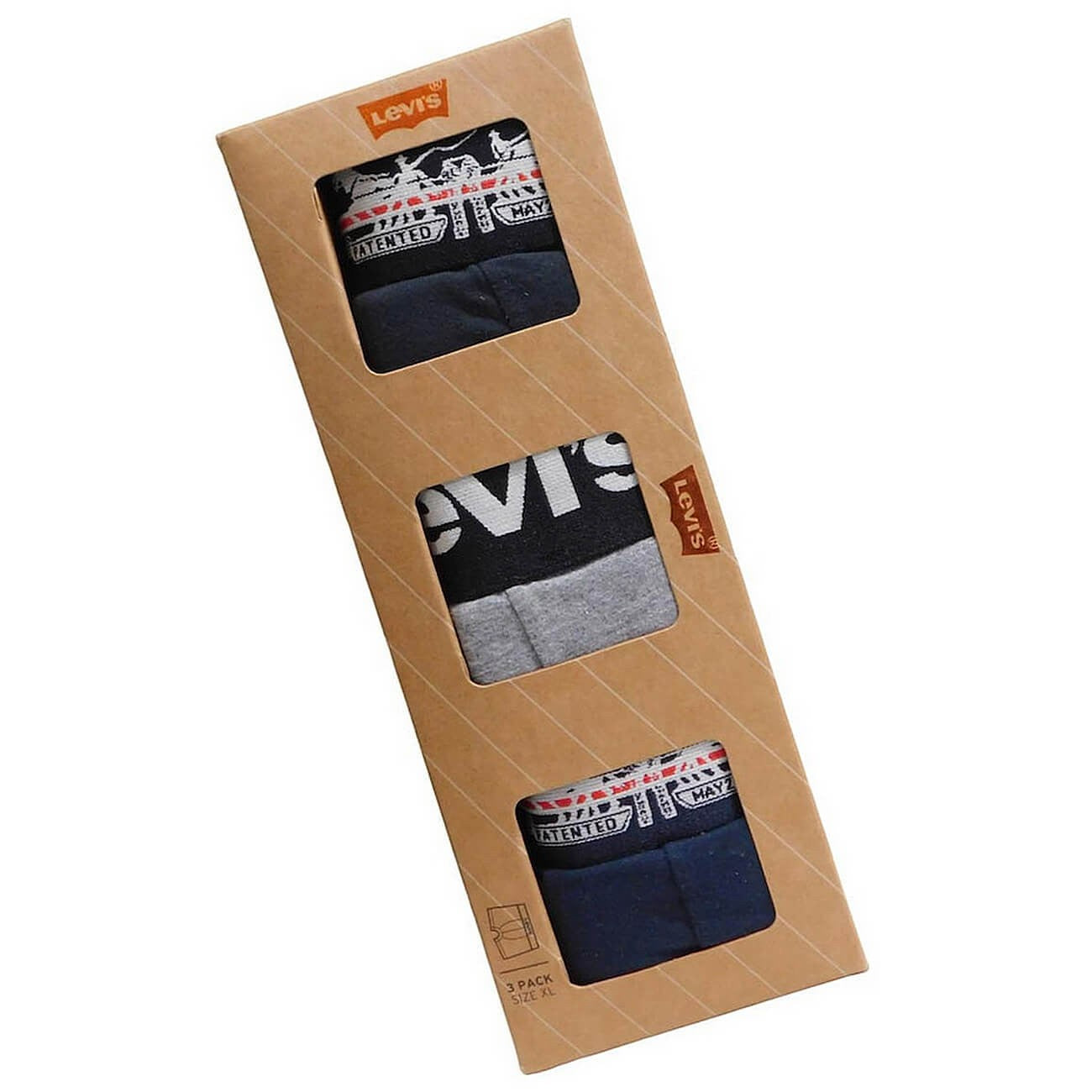 Súprava 3 kusov boxeriek Levi's® Giftbox 2 Horse Pull Logo Boxer Brief 3P tmavomodré/šedé/čierne