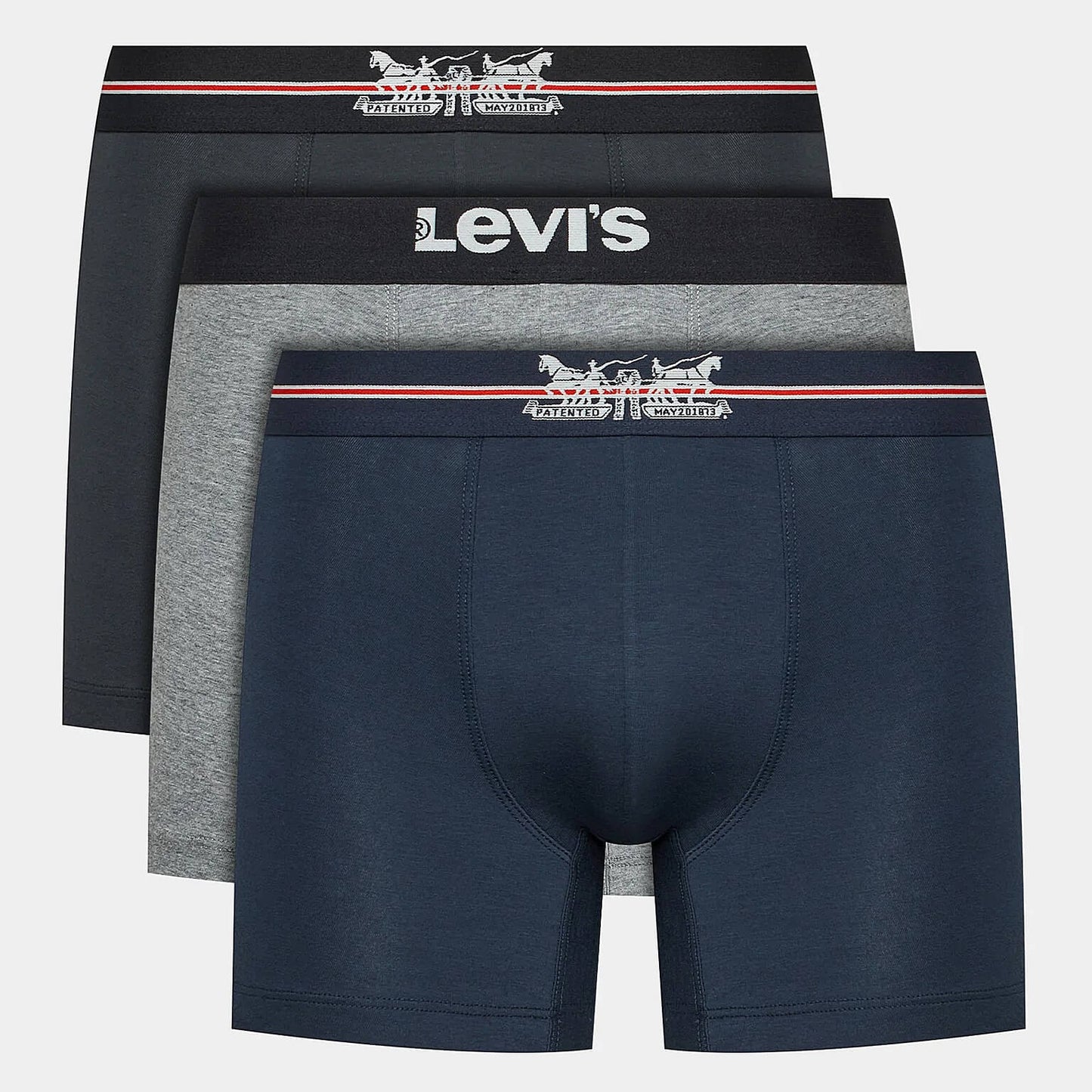Súprava 3 kusov boxeriek Levi's® Giftbox 2 Horse Pull Logo Boxer Brief 3P tmavomodré/šedé/čierne