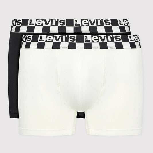 Levis Men Checkerboard Wb Boxer Brief 2P White/Black