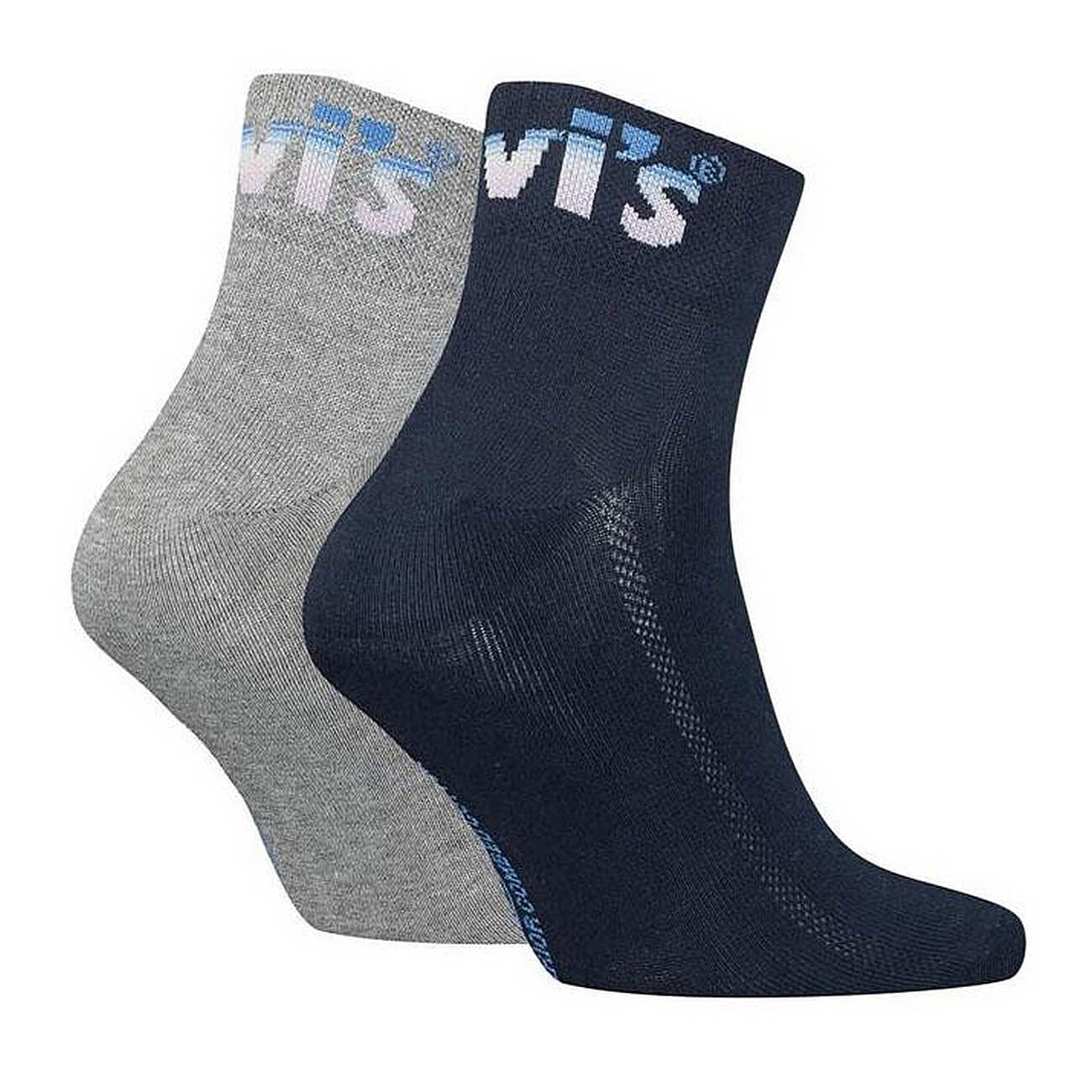 Ponožky Levis Unisex Logo Ombre Mid Cut 2 páry modré/šedé