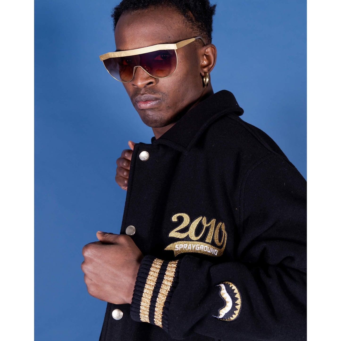 Bunda bomber Sprayground Golden Tiger Varsity čierna