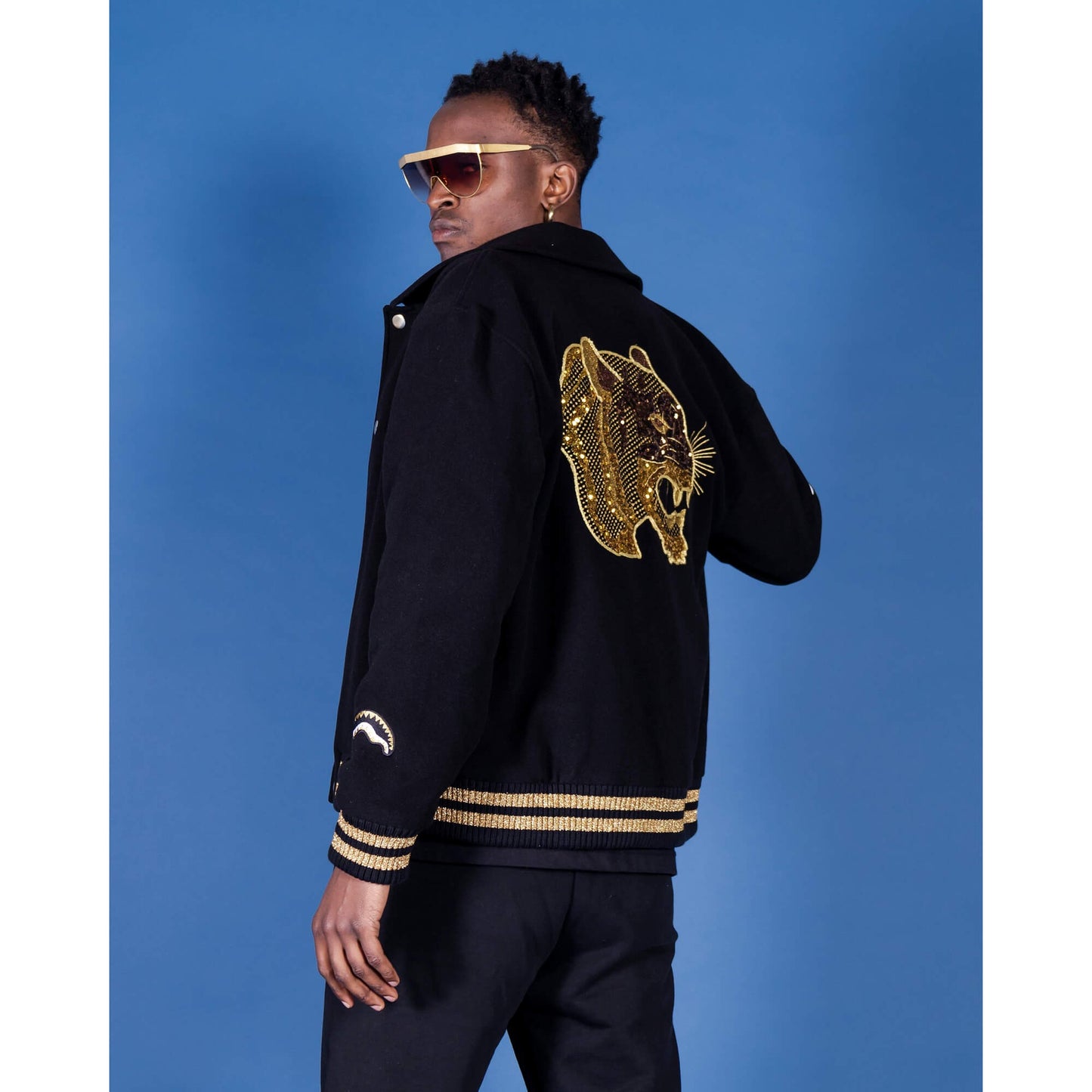 Bunda bomber Sprayground Golden Tiger Varsity čierna