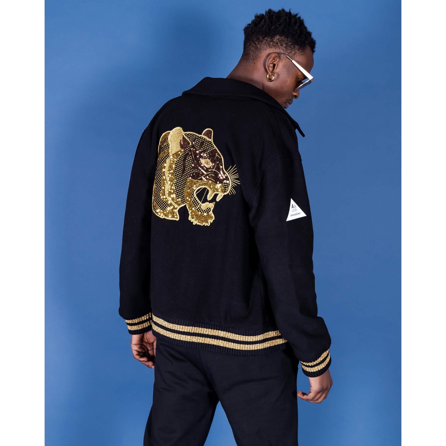 Bunda bomber Sprayground Golden Tiger Varsity čierna