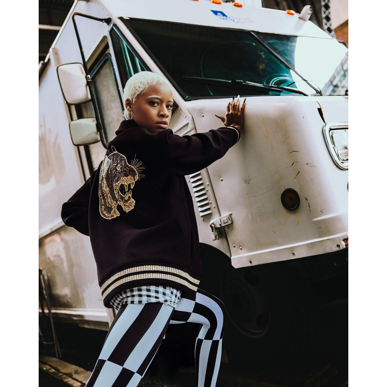 Bunda bomber Sprayground Golden Tiger Varsity čierna