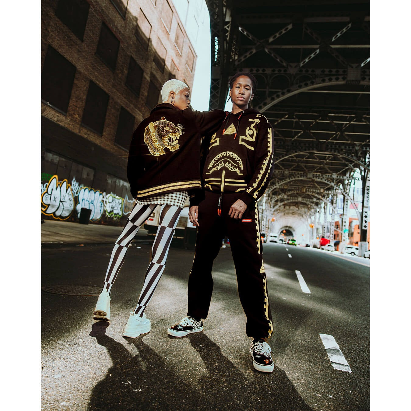 Bunda bomber Sprayground Golden Tiger Varsity čierna