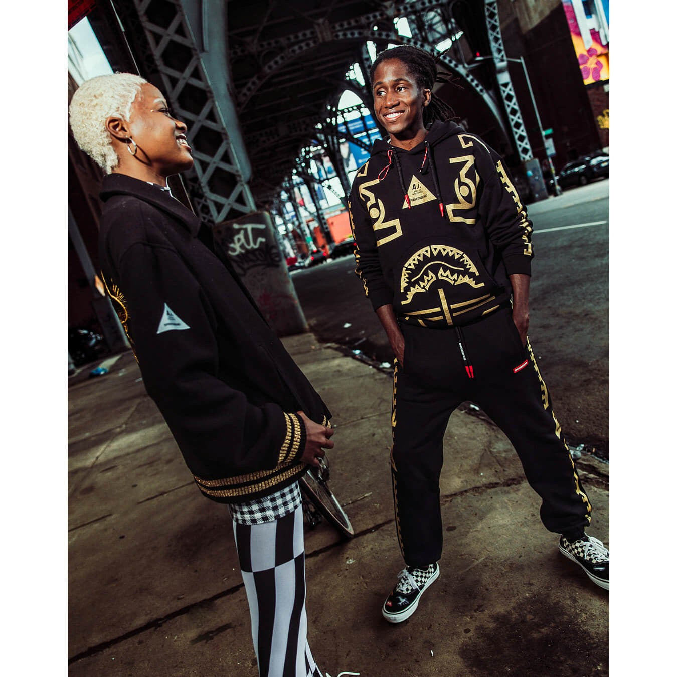 Bunda bomber Sprayground Golden Tiger Varsity čierna