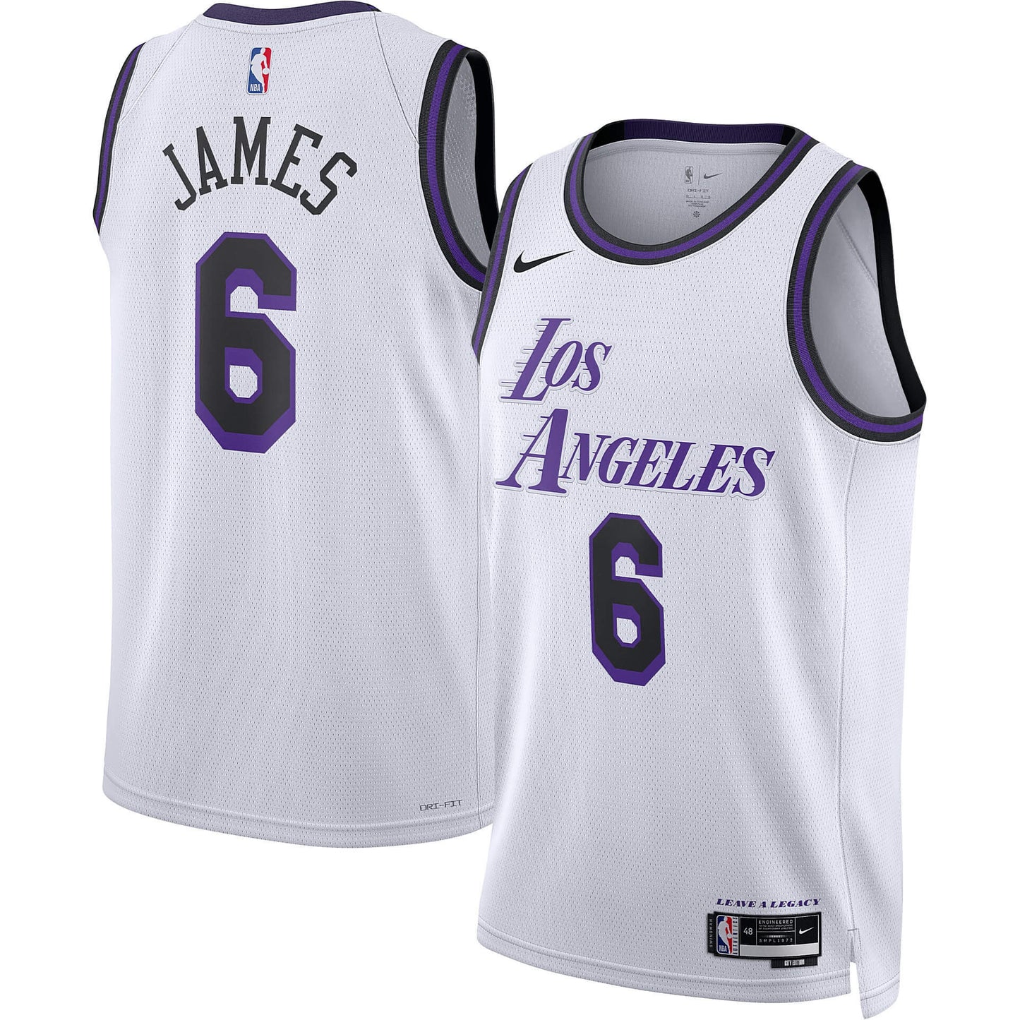 Nike City Edition Swingmam Jersey - Player - 8-20Y - La Lakers Lebron White/Purple