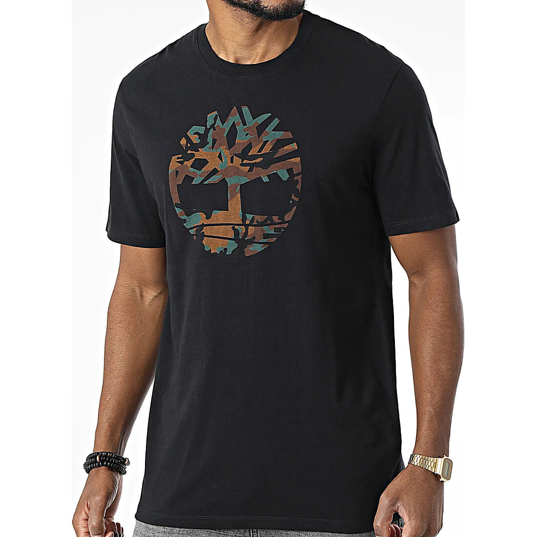 Timberland SS Camo Tree Logo T Black