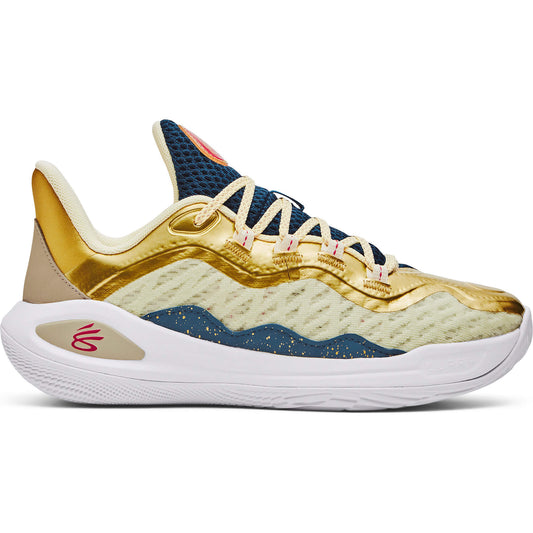 Under Armour Grade School Curry 11 'Championship Mindset' Basketball Shoes Lemon Ice/Metallic Gold/Red