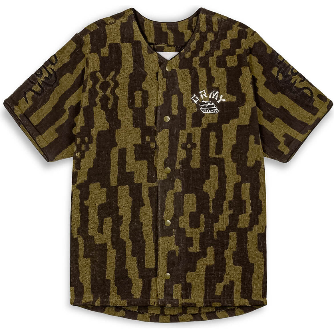 Grimey Wear Lucky Dragon All Over Jacquard Terry Towelling Baseball Jersey Black