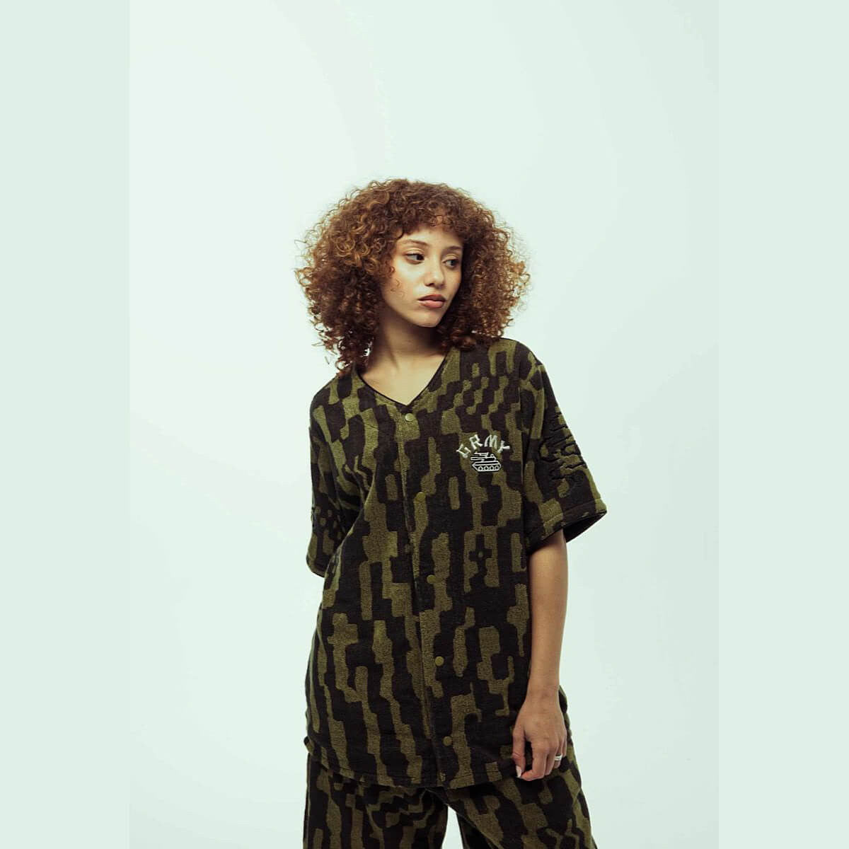 Grimey Wear Lucky Dragon All Over Jacquard Terry Towelling Baseball Jersey Black