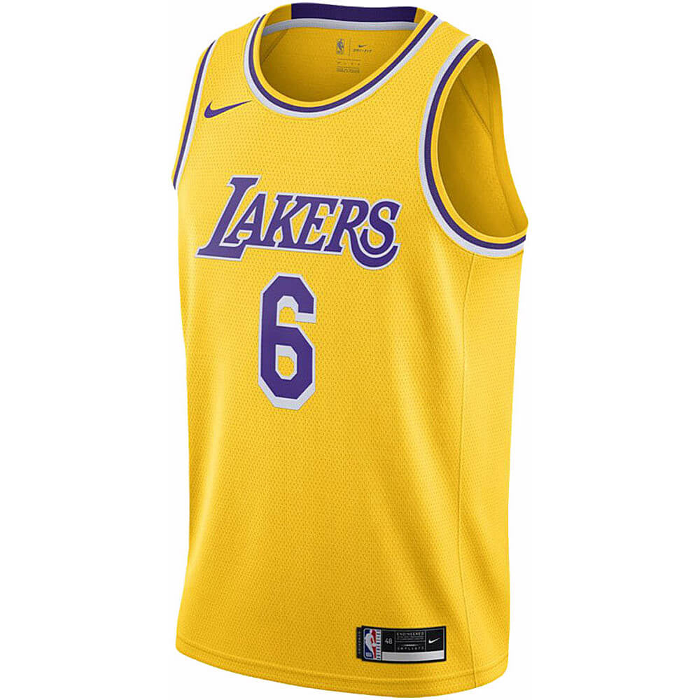 Detský basketbalový dres Nike Boys Icon NBA Swingman Jersey - Player Los Angeles Lakers LeBron James – Nr. 6 žltý