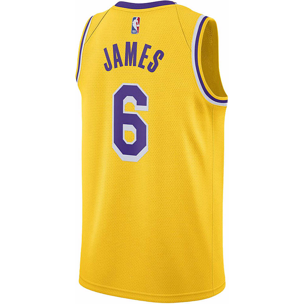 Detský basketbalový dres Nike Boys Icon NBA Swingman Jersey - Player Los Angeles Lakers LeBron James – Nr. 6 žltý