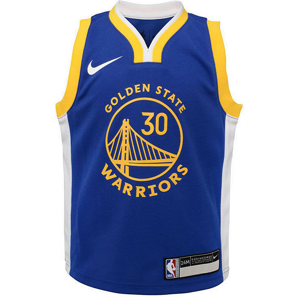 Detský basketbalový dres NBA Nike 0-7Y Icon Replica Jersey Golden State Warriors Stephen Curry – Nr. 30 modrý/žltý